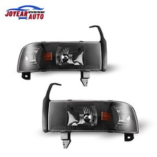 Headlights For 1994-2001 Dodge Ram 1500 2500 Replacement Assembly Black Clear