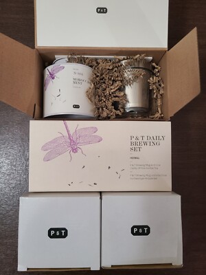 Paper And Tea (P&T) Daily Brewing Set W/ Moroccan Mint + 2 Teapot/Cup All In One