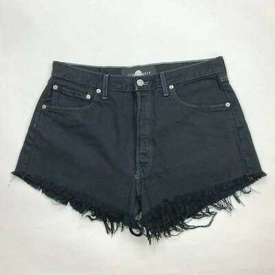 Levi's 501 After Party Nasty Gal Cutoff Shorts Black Cotton Button Fly Women 30