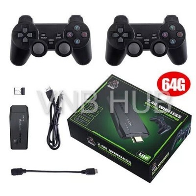 Video Game Console Retro TV Stick 64G 4K HDMI 2 Wireless Controller 20000+ Games
