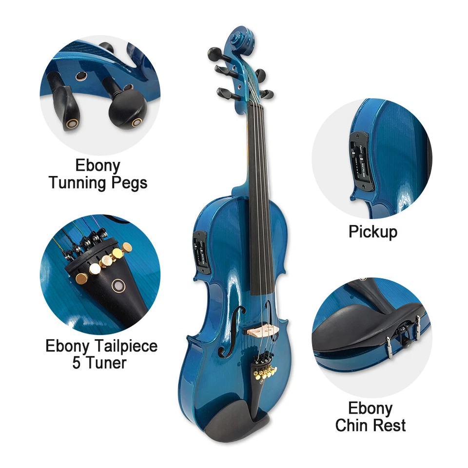 5String Electric violin Maple Spruce Wood Acoustic Violin Ebony Fittings 4/4 - Image 2 of 4