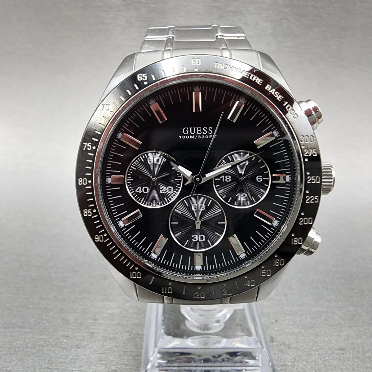 Guess Chronograph Watch Men 42mm Black Dial Steel Round U12505G1