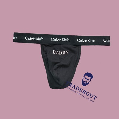 H.E.Arts Design Daddy Logo custom Print men black cotton thong underwear
