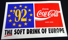 Werbe-Aufkleber Coca Cola The Soft Drink of Europe 1992