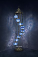 70" 9 Big Globes Turkish Moroccan Mosaic Bohemian Boho Tiffany Floor Lamp Light