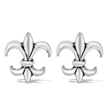 Simply Elegant Fleur-de-Lis Sterling Silver Stud Earrings