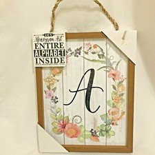 Farmhouse Wall Art Personalize Initial All Alphabet Letters Framed Picture Rope