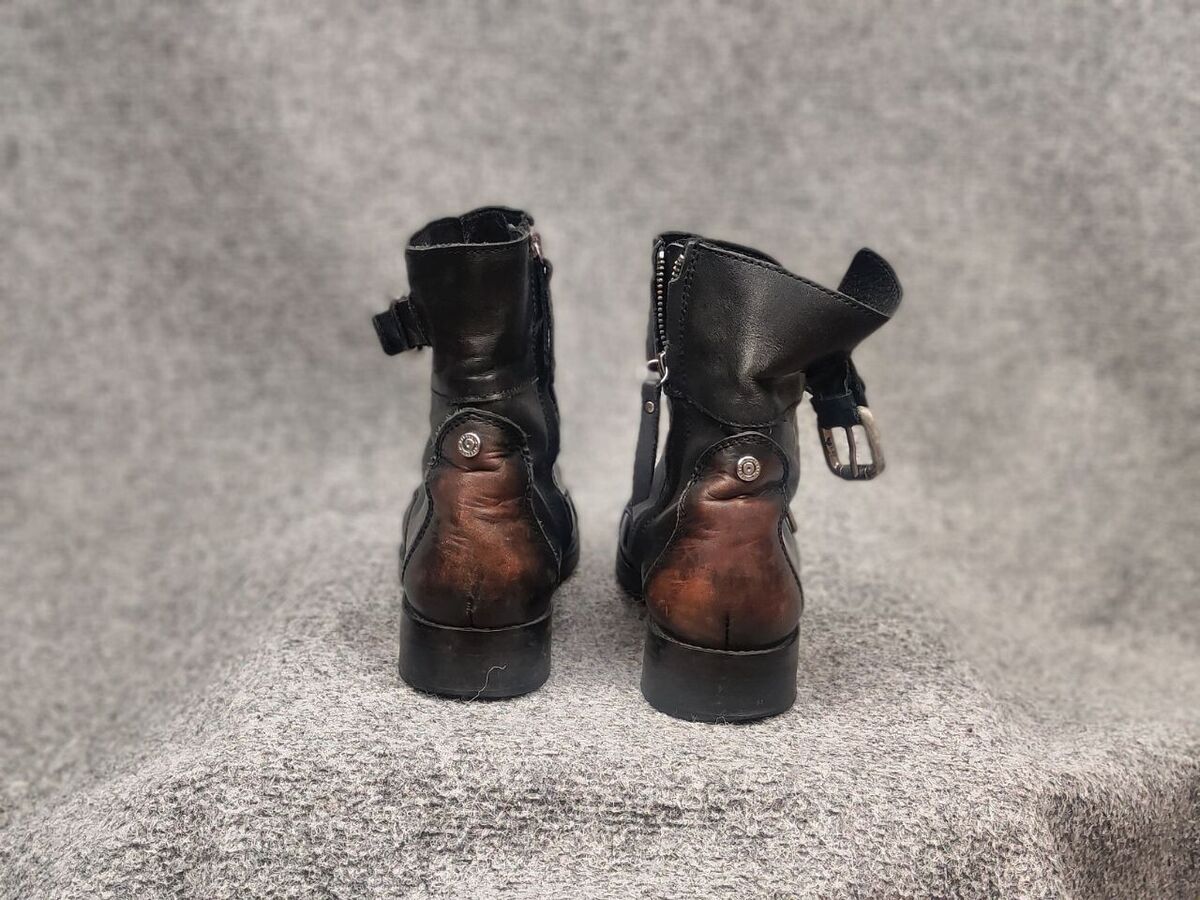 Vintage Diesel Black Brown Lace Up Zip Leather Ankle Boots Vintage Diesel Black Brown Lace Up Zip Leather Ankle Boots