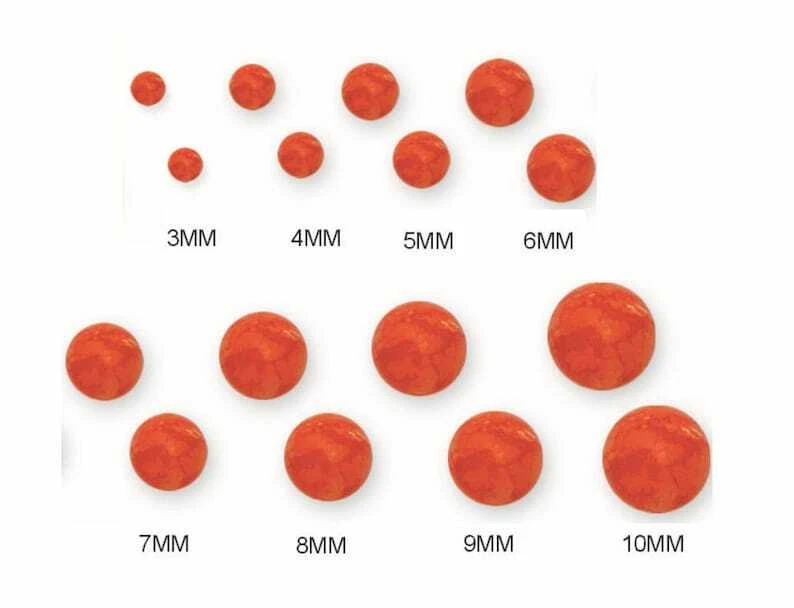 14K Solid Gold Orange Coral Ball Push Back Studs Earrings - Image 2 of 2