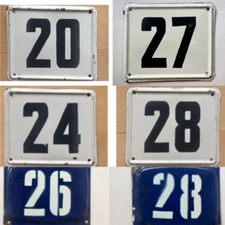 Vintage Enameled Metal House Number Plaque/ Retro Address Sign 20, 24, 26, 27 28
