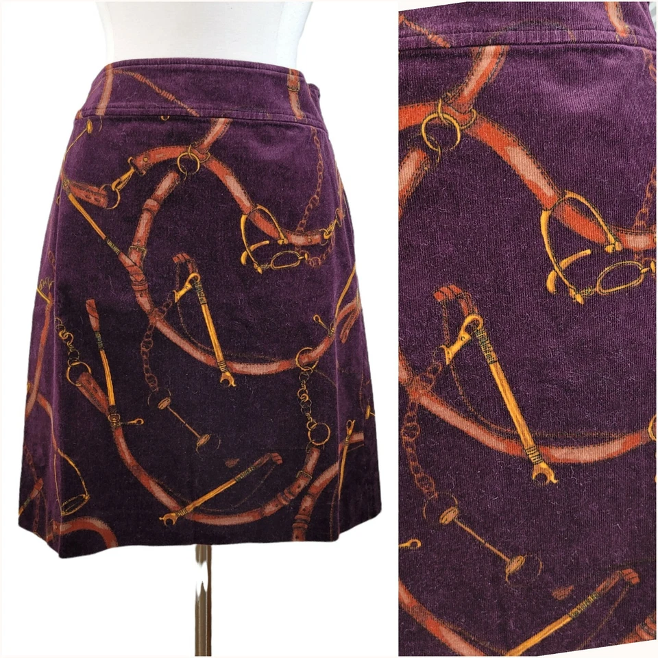 Falda Talbots Talla 6 Terciopelo Pana Royalcore Dark Academia Ecuestre Línea A Foto 2 de 4