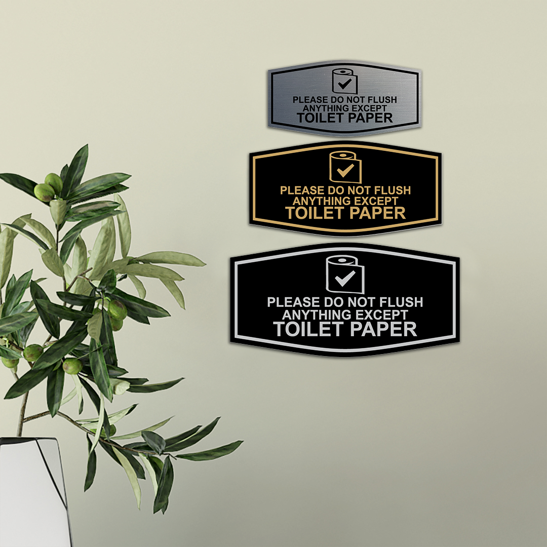 Plastic Wall Sign Signs ByLITA Please Do Not Flush Sign - Ivory/Dark ...