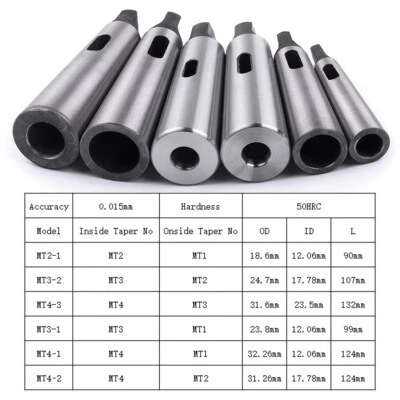 Morse Taper Adapter MT1 MT2 MT3 MT4 Reducing Drill Chuck Arbor Hardened Sleeve