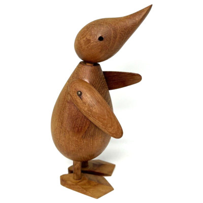 Vintage Carved Wood Penguin Statue Figurine with Moveable Arms Hong Kong Bird