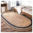 Oval Rug Jute Carpet Mat Area Rug Natural Handmade Braided Rustic Look