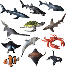 12 Pcs Realistic Marine Animal Figures for Kids 3-5 Solid Sea Life Toy Set