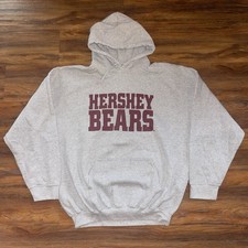 Vintage AHL Hershey Bears Graphic Hockey Hoodie Sweatshirt Gray 2XL XXL Y2K 00s