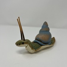 Vtg Rare Steiff Nelly the Snail Green w/ Spots  Blue 7" Rubber Leather Velvet
