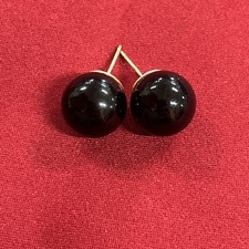 FI 14k Yellow Gold Black Onyx Stud Earrings 5.35 Grams