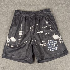 Eric Emanuel Shorts Mens Small Black Mesh EE Logo NYC Skyline Athletic 6 Inseam