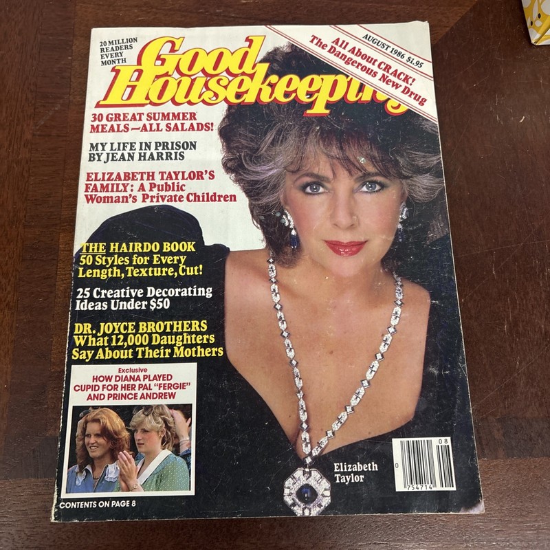 Vintage 1986 August, Good Housekeeping Magazine, Elizabeth Taylor