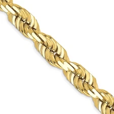 10k Yellow Gold 10mm Diamond-cut Rope Chain Necklace