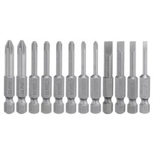 12pcs Slotted Phillips Screwdriver Bit 2" Length Magnetic Flat Cross Drill Bits