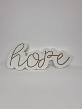 Rustic Wood Hope Sign for Home Decor, Decorative Wooden Cutout Word Decor 