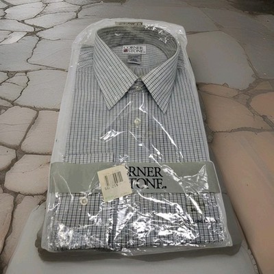 Vgt Cornerstone Deadstock Mens Dress Shirt 16.5 34/35 Check Pattern NWT 1997