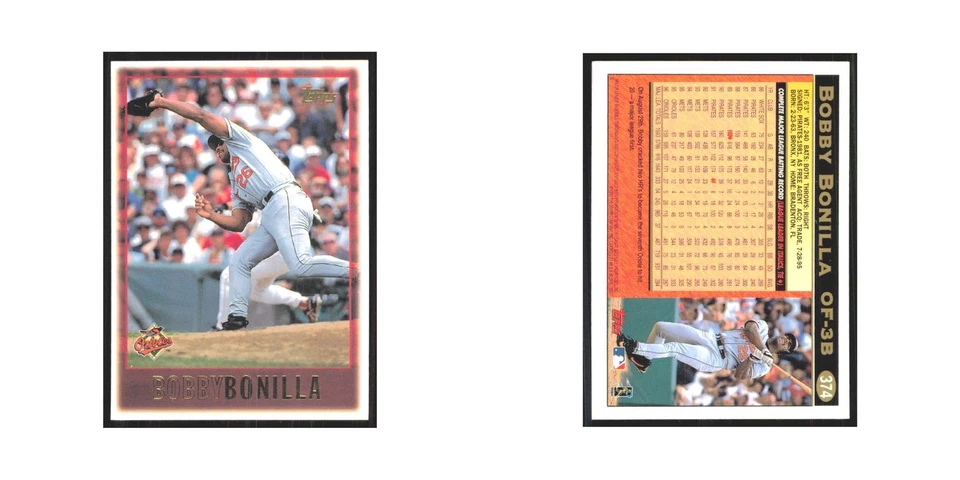 1997 Topps Bobby Bonilla Orioles #374 - Image 3 of 3