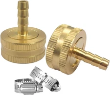 2PCS Garden Hose Connector 1/4" Barb X 3/4" GHT Female Brass Water Hose End Mend
