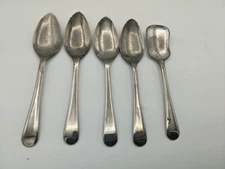 Vintage Sheffield England (4) Grapefruit Spoon and Sugar Spoon Silver Plate Wear