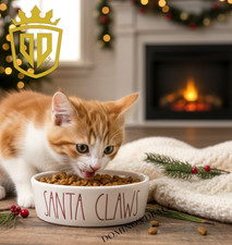 Rae Dunn Artisan Cat Small Dog Bowl Ceramic Farmhouse Pet Food Water Dish 4.75"