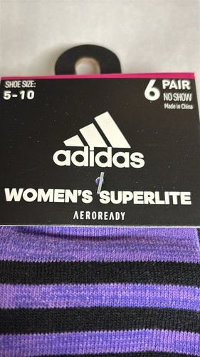 New Adidas Socks Women’s 6 Pair Multicolored Superlite No Show Athletic Casual - Picture 6 of 11