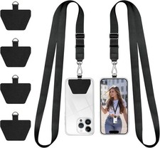 Multi-Functional Phone Lanyard - Universal Adjustable Neck Strap 2 Pack, Black 