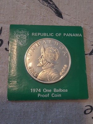 1974 Panama One Balboa Proof Silver Coin 0.900 Fine Uncirculated