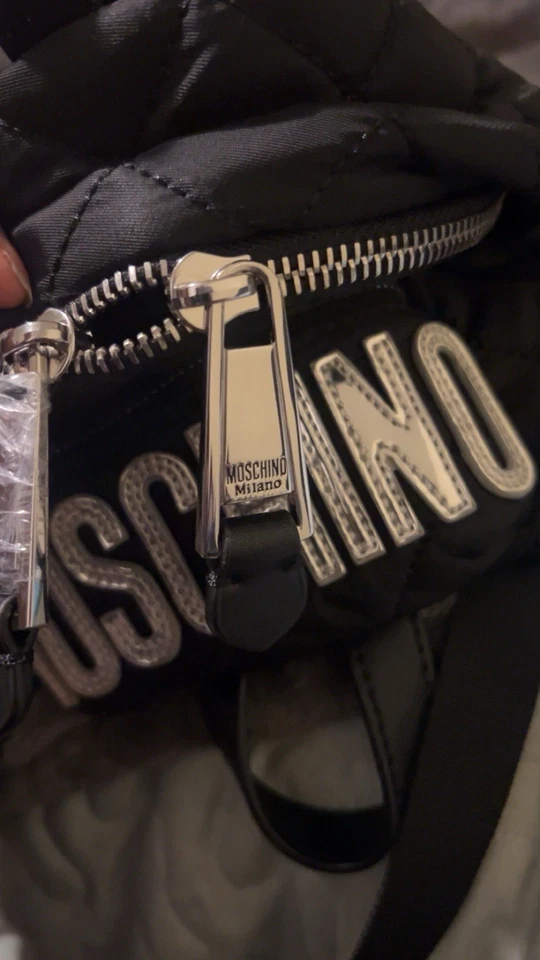 Moschino Milano Womens Diamond  Quilt Logo Backpack Color Black  & Gold NWT - Image 4 of 4