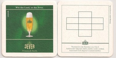 Jever Frisian brewery - beer mat puzzle ''number box''