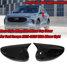 2Pcs ABS Horn Style Side Mirror Cap Covers Gloss Black For Ford Escape 2020-2026