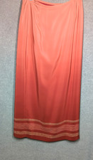 Vintage Silk Maxi Wrap Skirt 10P Lined Coral Ombre Josephine Chaus Quiet Luxury