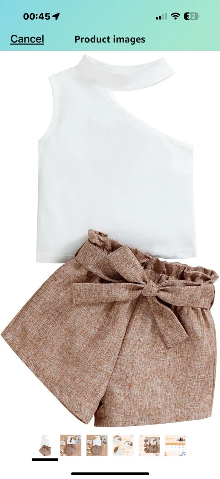 Toddler Girl Clothes One Shoulder Sleeveless Tank Top Bowknot Belt Shorts Set Ba