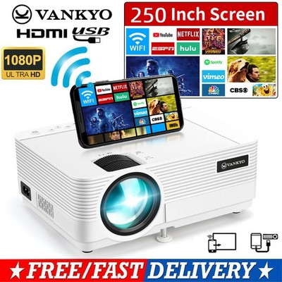 VANKYO Mini WiFi Wireless 1080P Projector 250'' Display Video Home Theater Cinema