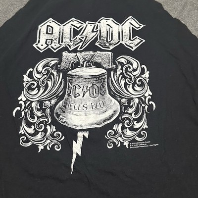 AC/DC Hells Bells Raglan Shirt XL 3/4 Sleeve Black Gray Liquid Blue Licensed
