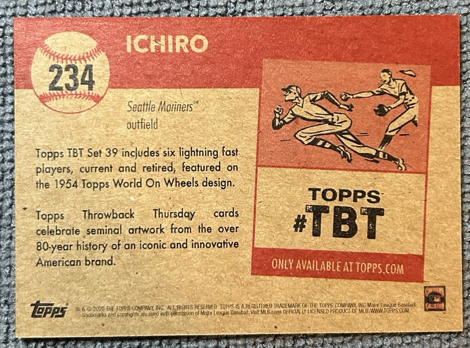 2020 Topps Throwback Thursday (TBT) 1954 Topps Design #234 Ichiro Seattle - Image 2 of 2