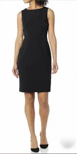 Le Suit Separates Elegant Black Lined Sleeveless Sheath Dress Sz 4