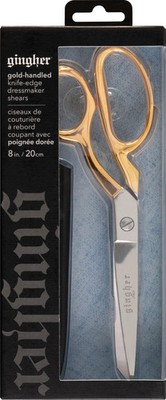 Gingher 8in Gold-Handled Knife-edge Dressmaker Shears NEW Scissors + Sheath