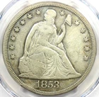1853 Seated Liberty Silver Dollar $1 - Certified PCGS VF Detail - Rare Date!