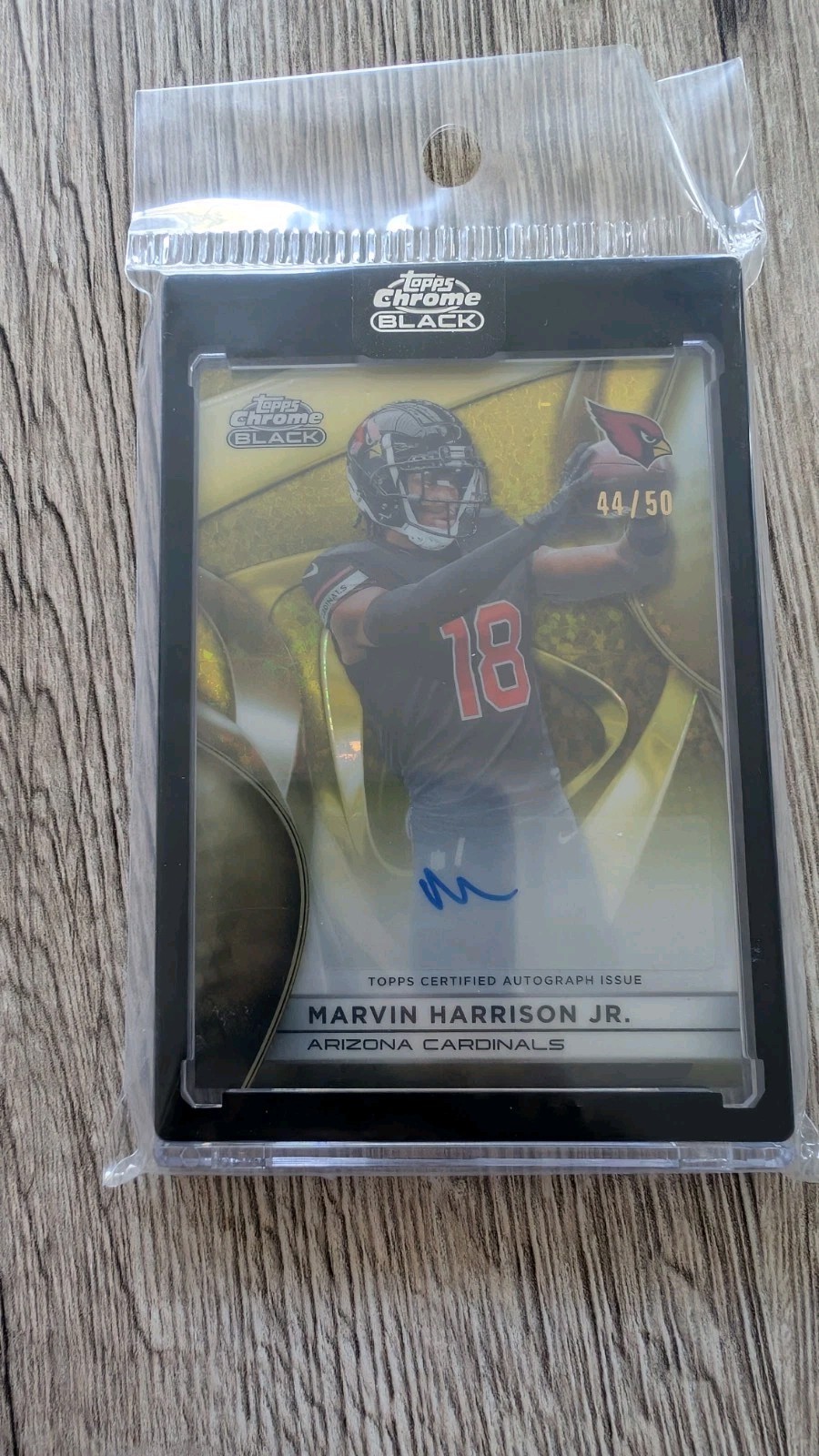 2025 Topps Chrome Black Marvin Harrison Jr. Gold Refractor Auto /50 Encased