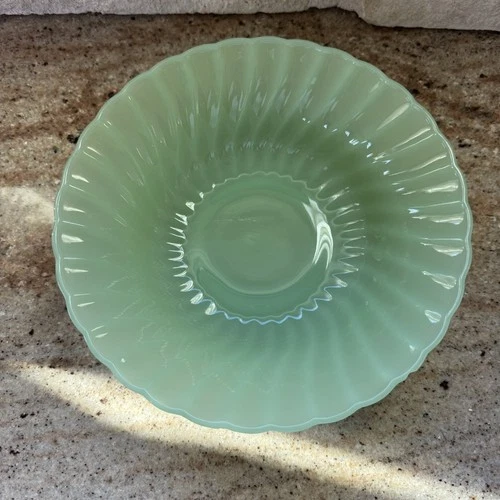 Fire King Jadite Shell Swirl Vegetable Serving Bowl 8.5" Anchor Hocking
