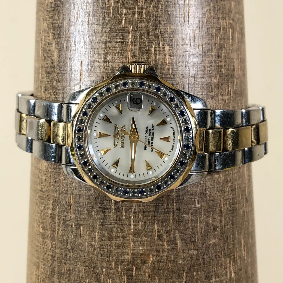 Invicta Women 3763 Professional Gemstone MOP Two Tone Quartz 24mm Watch 6 1/2" - Image 2 of 4